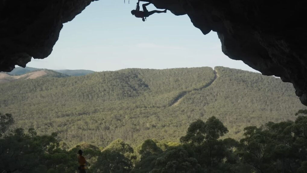 A man rock climbing