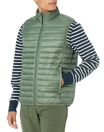 amazon essentials men’s lightweight water resistant packable puffer vest