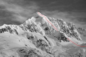 Cerro Pinuer winter ski descent line