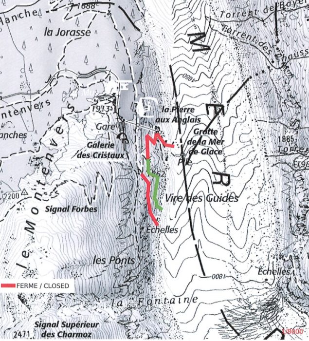 accesses marked on a map. 