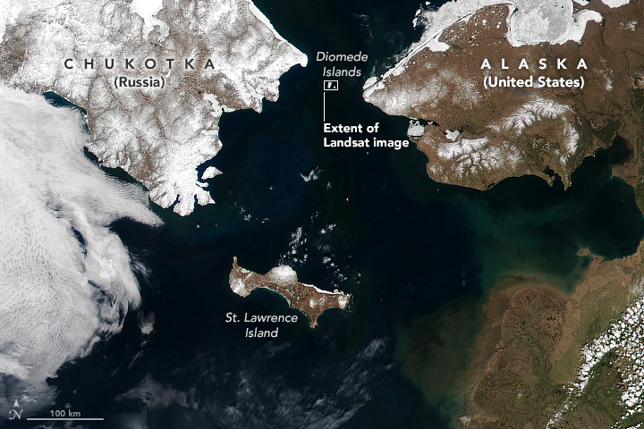 A map showing the location of the Diomedes Islands