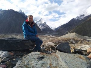 Dmitry Golovchenko during the approach trek to Gasherbrum IV.