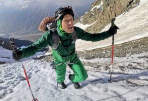 David Goettler checking the conditions on Nanga Parbat's Rupal Face.