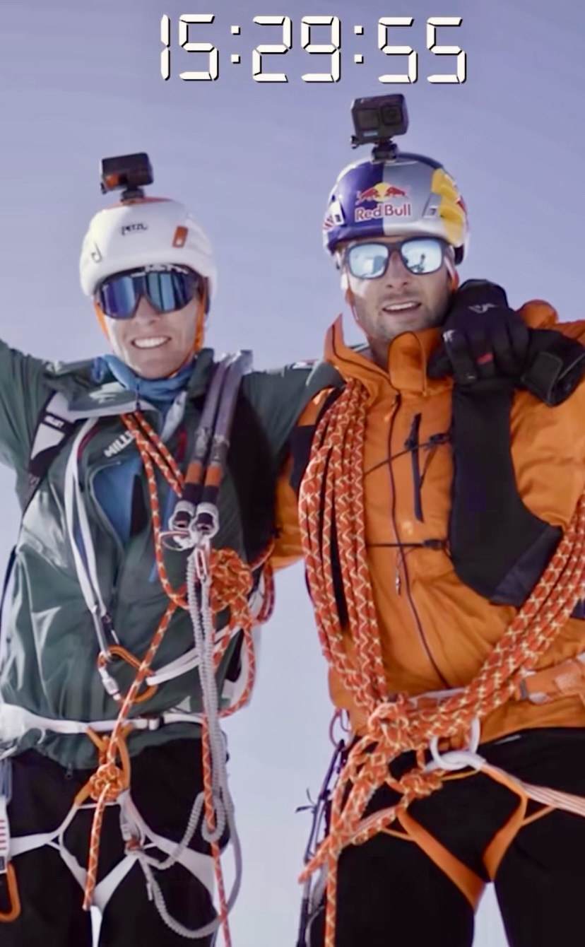 Philipp Brugger and Nicolas Hojac ending the Bernese North Face Trilogy, with record time.