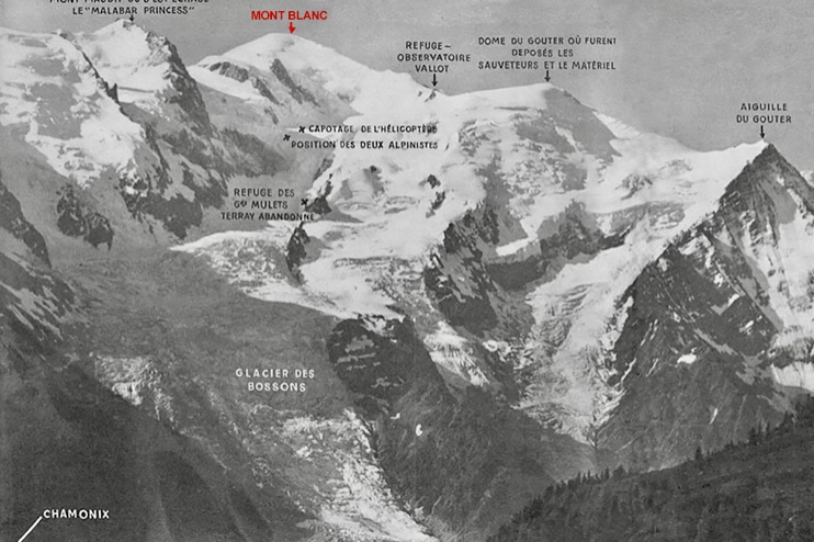 Map of the Mont Blanc tragedy.