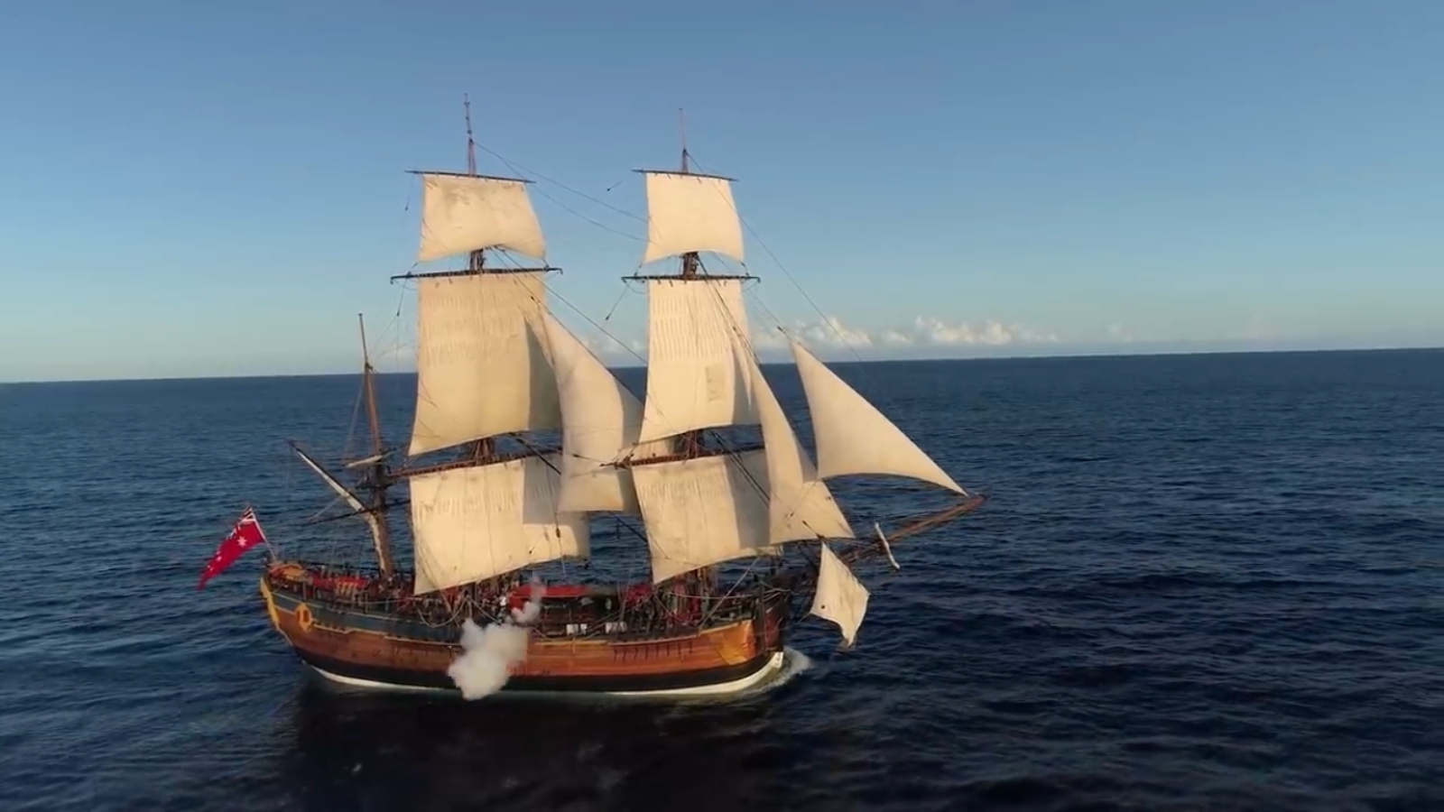 Real life, functional reconstruction of the HMS Endeavor, which docks at the Australian Marine Museum