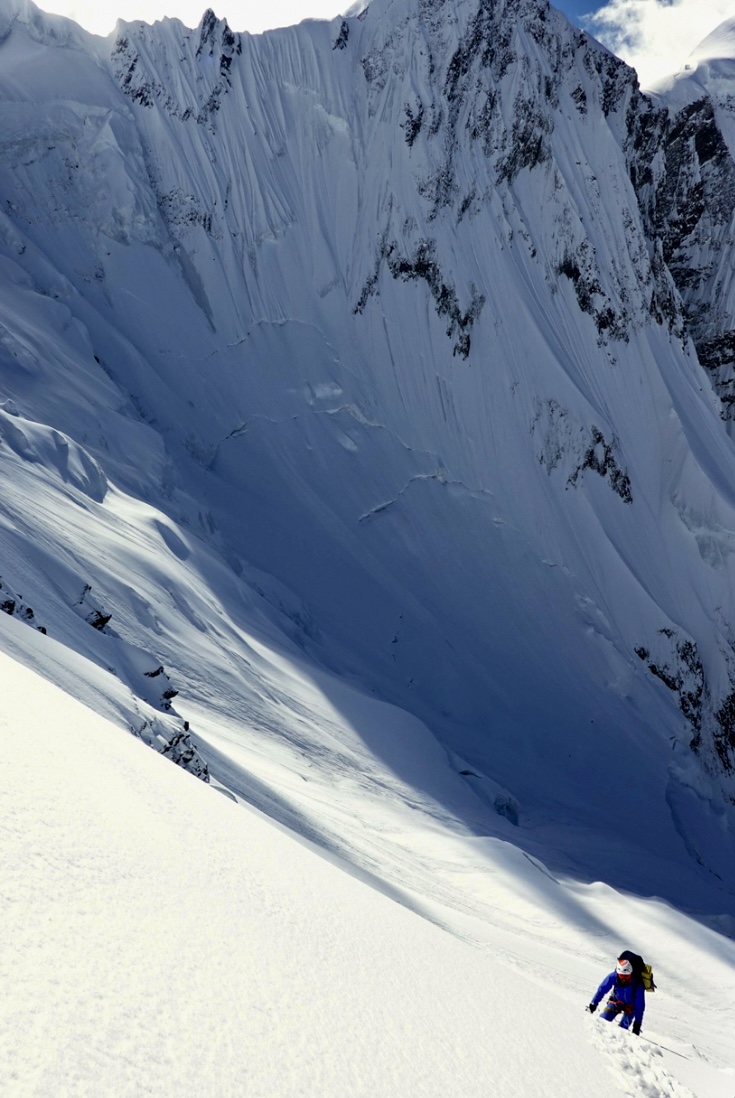 Kazuya Hiraide climbing on the South Face of Rakaposhi.