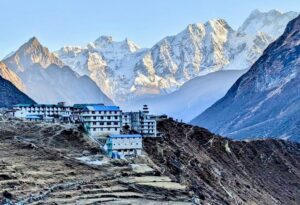 Samdo Village in Nepal and the surrounding mountains.
