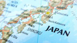 a map of Japan with a focus on Osaka