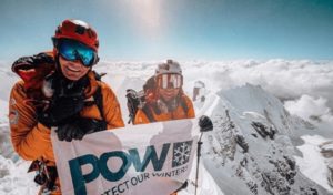 Hilaree Nelson and Jim Morrison on Lhotse summit
