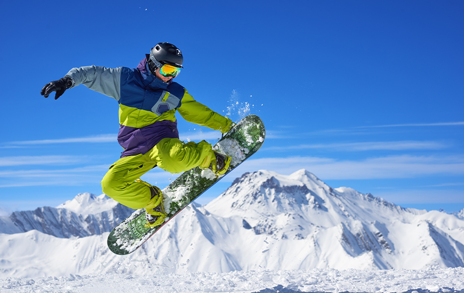 man having fun on snowboard