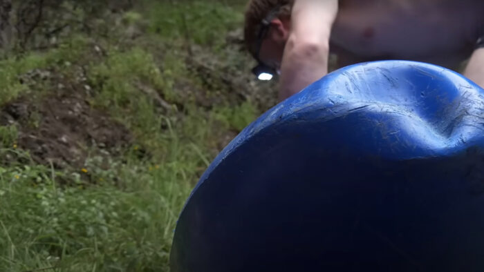 a dent in a boat