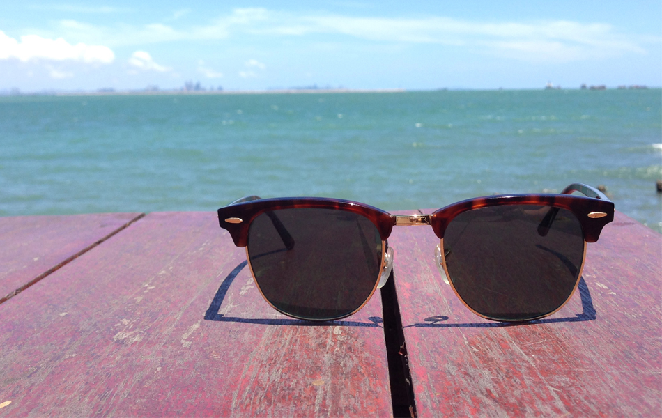 polarized sunglasses by the sea