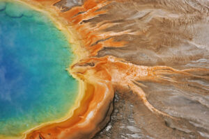 A multicolored hot spring.