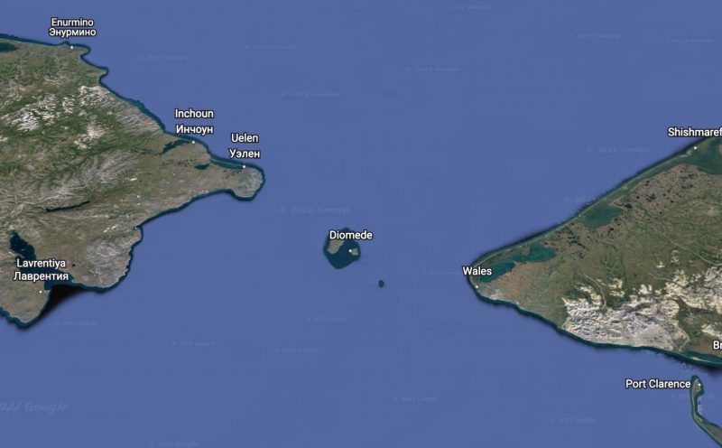 A map showing the location of the Diomedes Islands
