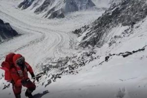 Alex Txikon team member above 7,000 meters on winter k2, March 17, 2019